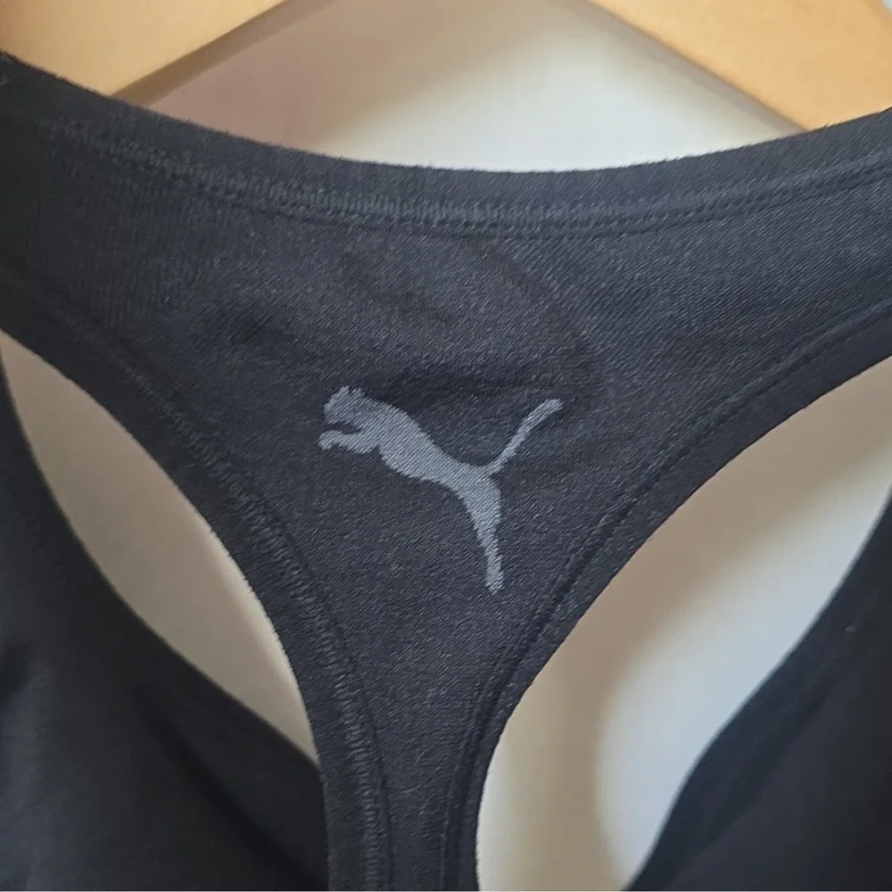 PUMA Black Racerback Sports Bra Wireless Size S Polyester Nylon Spandex Women